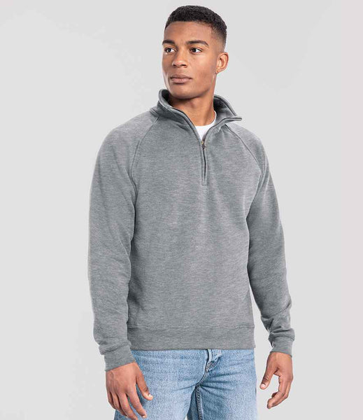 The Fruit of the Loom Iconic Premium Zip Neck Sweatshirt | SS154 | 622880 | Athletic Heather