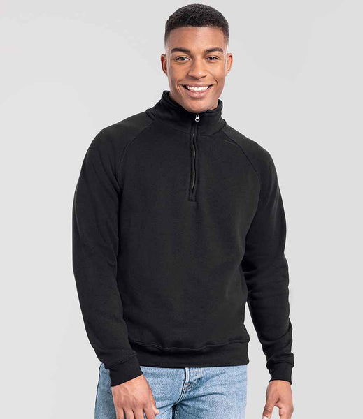 The Fruit of the Loom Iconic Premium Zip Neck Sweatshirt | SS154 | 622880 | Black