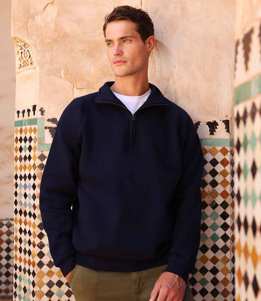 The Fruit of the Loom Iconic Premium Zip Neck Sweatshirt | SS154 | 622880 | Deep Navy
