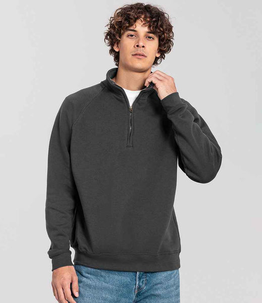 The Fruit of the Loom Iconic Premium Zip Neck Sweatshirt | SS154 | 622880 | Light Graphite