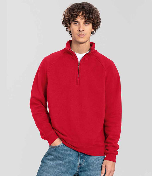The Fruit of the Loom Iconic Premium Zip Neck Sweatshirt | SS154 | 622880 | Red