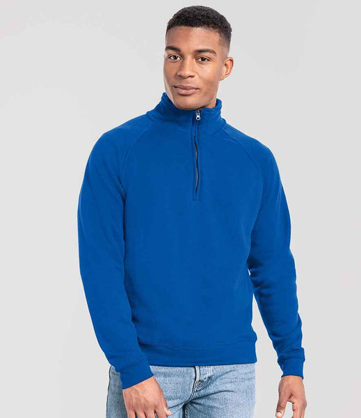 The Fruit of the Loom Iconic Premium Zip Neck Sweatshirt | SS154 | 622880 | Royal Blue