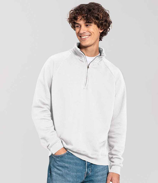 The Fruit of the Loom Iconic Premium Zip Neck Sweatshirt | SS154 | 622880 | White
